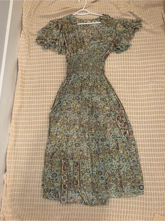 Camille & Co Dresses & Skirts - Smocked Midi Dress in Olive Floral